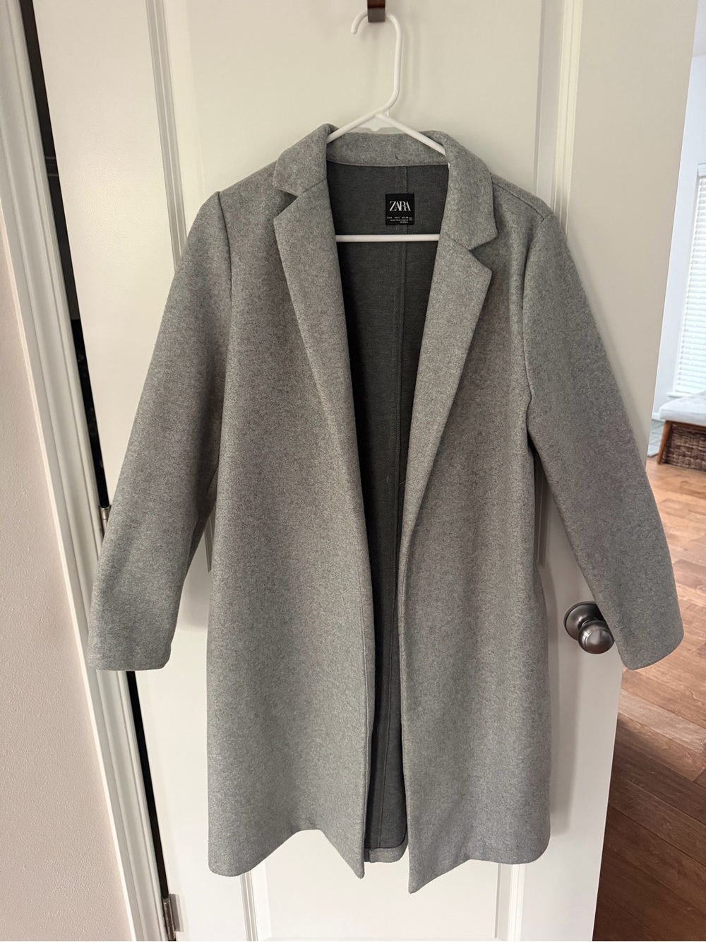 ZARA Light Gray Open-Front Trench Coat